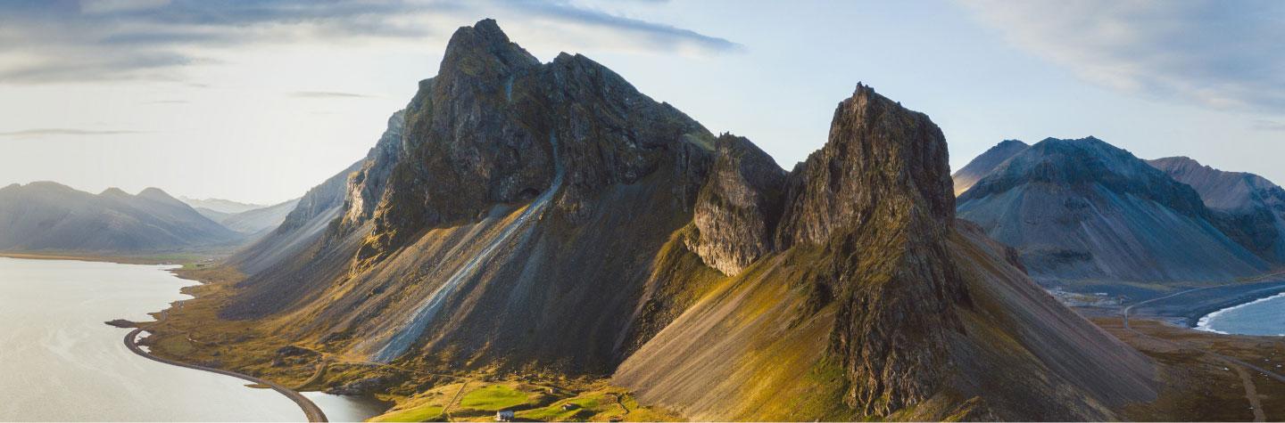 A mountain range and clear sky