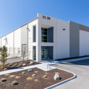 White and grey industrial building facade