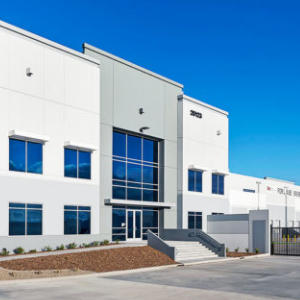 White and grey industrial building facade